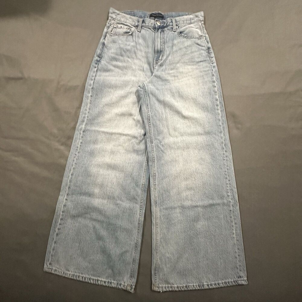 Aeropostale High Rise Super Wide Leg Jeans Womens 12 Reg Blue Denim Light Wash